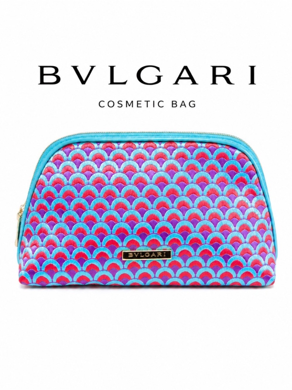 Bulgari Cosmetic Bag in Turquoise, Purple Coral  Pink Pattern